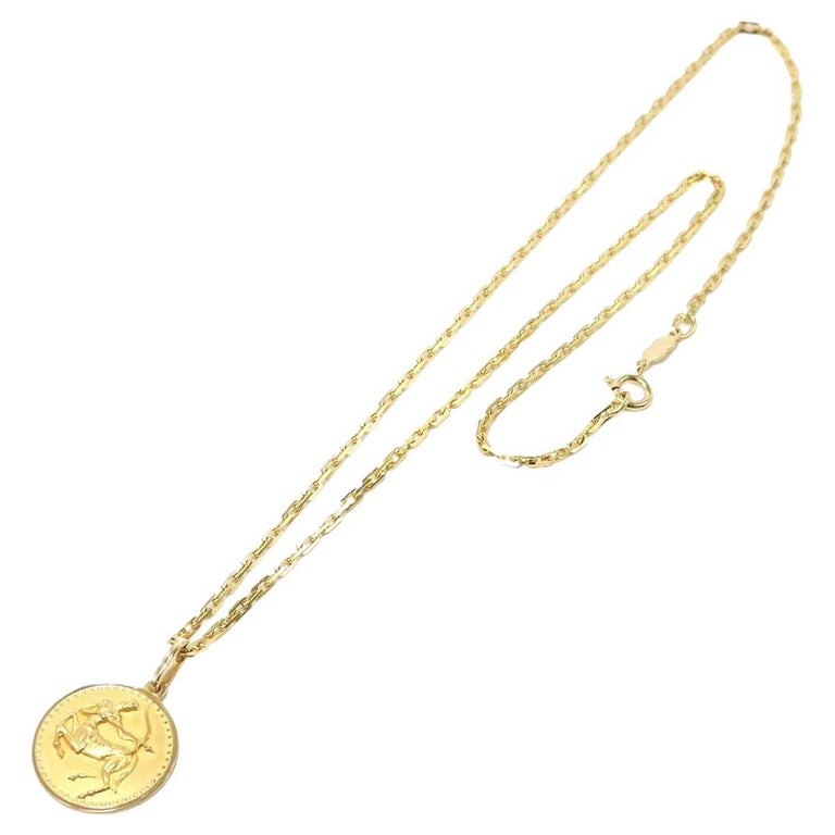 UnoAErre Italy 18k Yellow Gold Sagittarius Zodiac Necklace Vintage For ...
