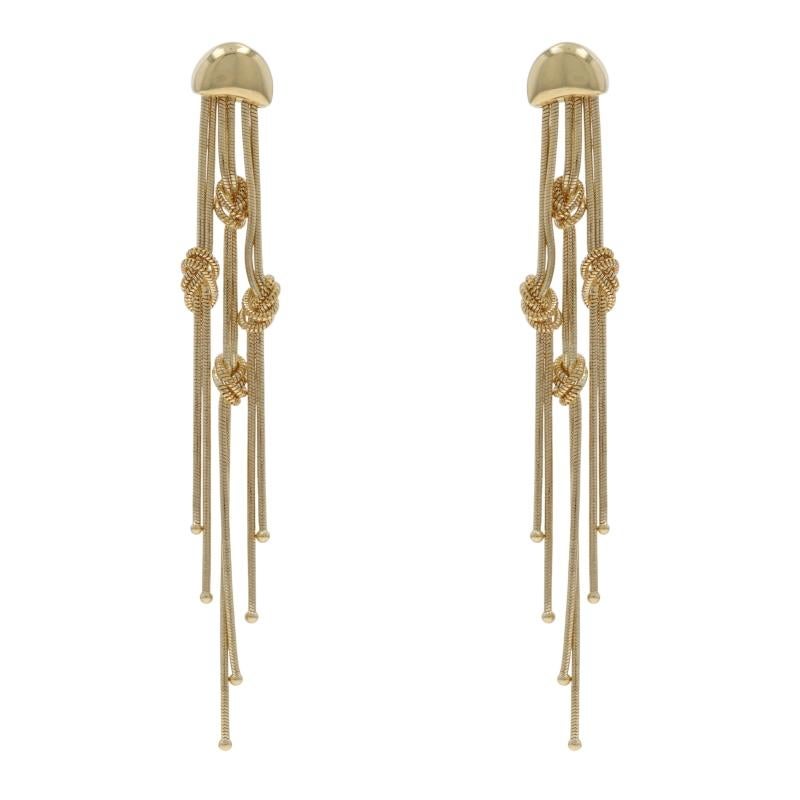 UnoAerre Knotted Fringe Dangle Earrings - Yellow Gold 18k Pierced For Sale