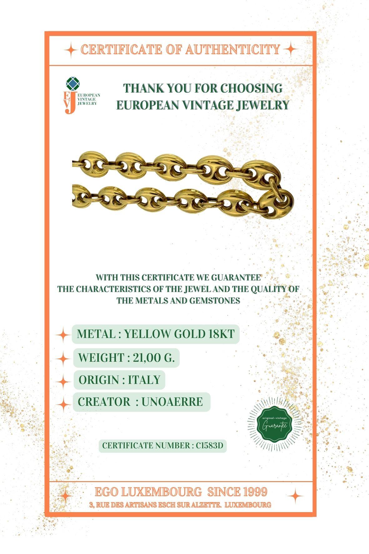 UnoAErre Collier à maillons marins en or jaune 18 carats en vente 4