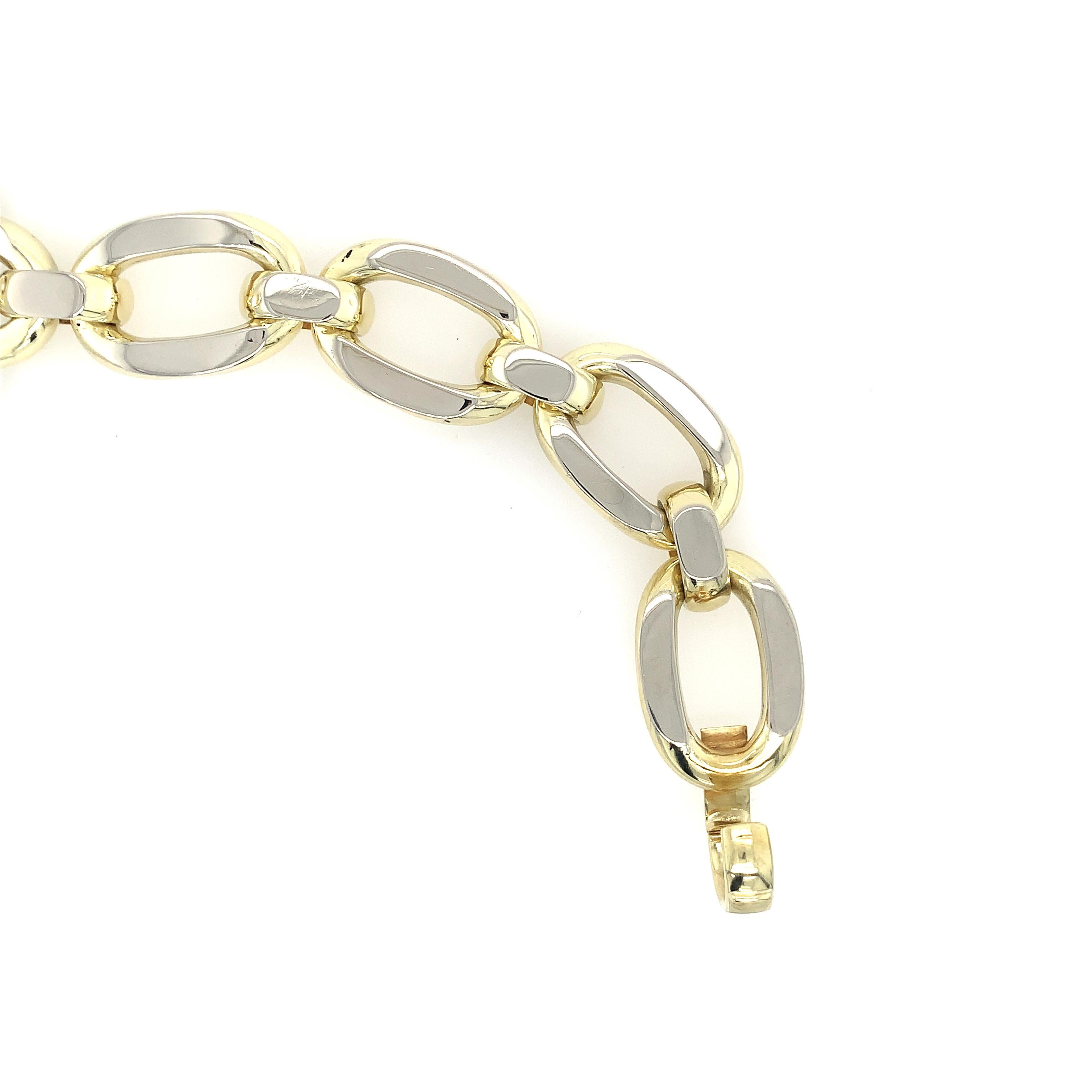 UnoAErre Two Tone Oval Link Gold Bracelet 2