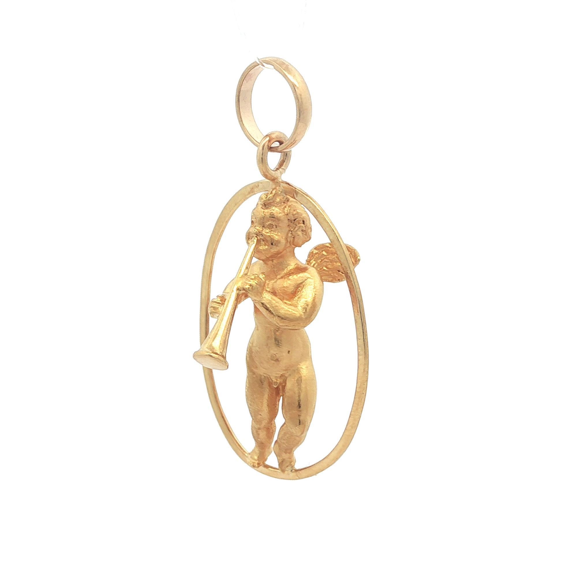 UnoAErre Ciondolo a forma di angelo cherubino in oro giallo 18 ct. In condizioni buone in vendita a Montclair, NJ