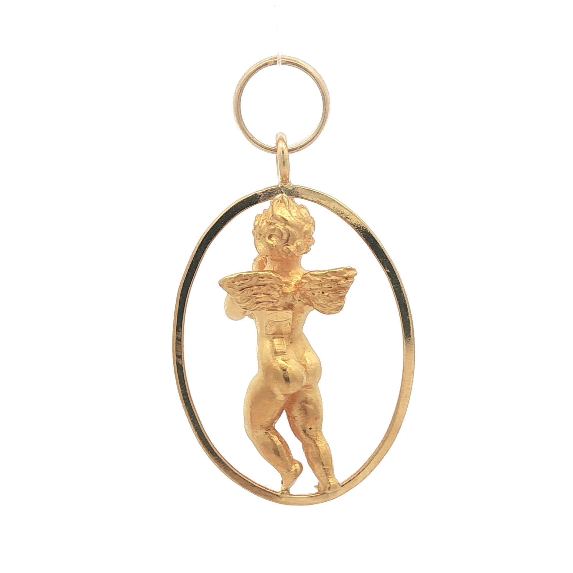 UnoAErre Ciondolo a forma di angelo cherubino in oro giallo 18 ct. in vendita 1