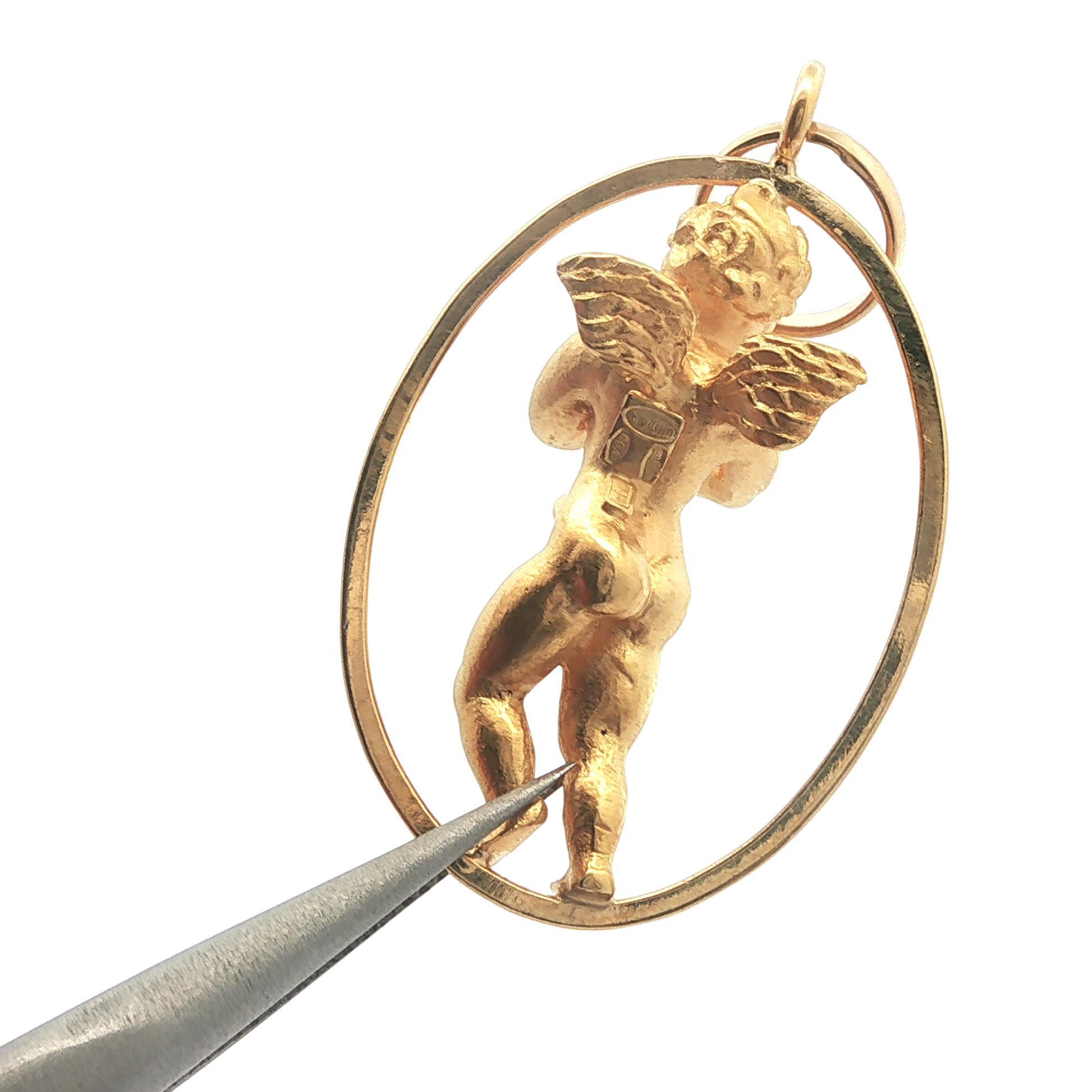 UnoAErre Ciondolo a forma di angelo cherubino in oro giallo 18 ct. in vendita 3