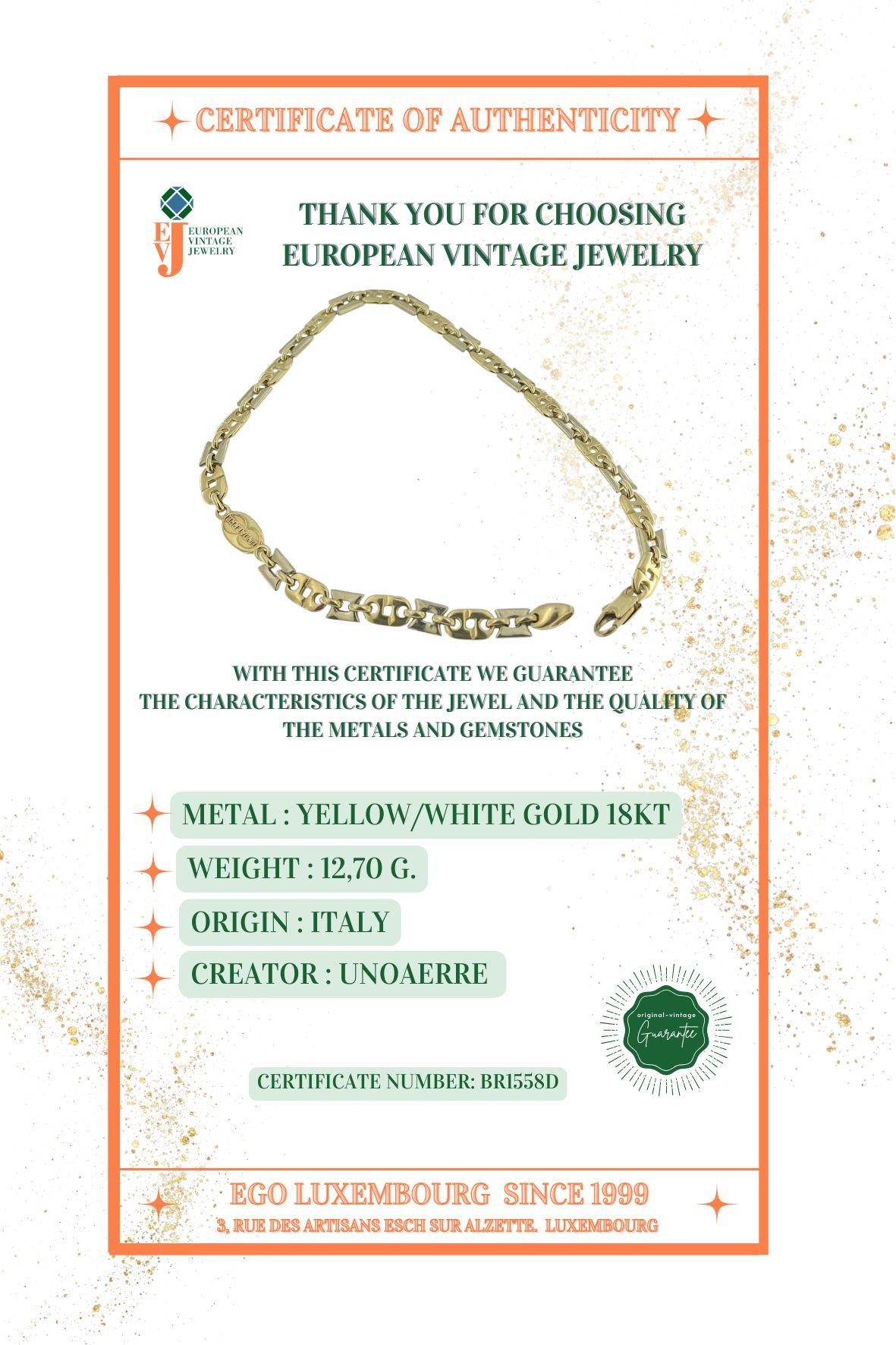 UnoAErre Yellow and White Gold Bracelet For Sale 5