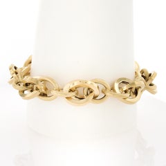 UNOEARRE 18k Gold Textured & Polished Interlocking Round Link Chain Bracelet