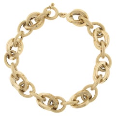 UNOEARRE 18k Gold Textured & Polished Interlocking Round Link Chain Bracelet