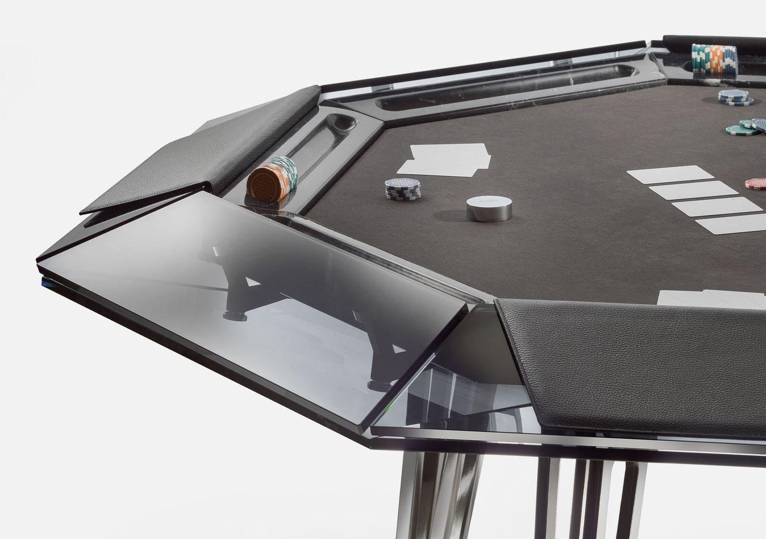 Unootto Black 8 Players Poker Table In New Condition For Sale In Beverly Hills, CA