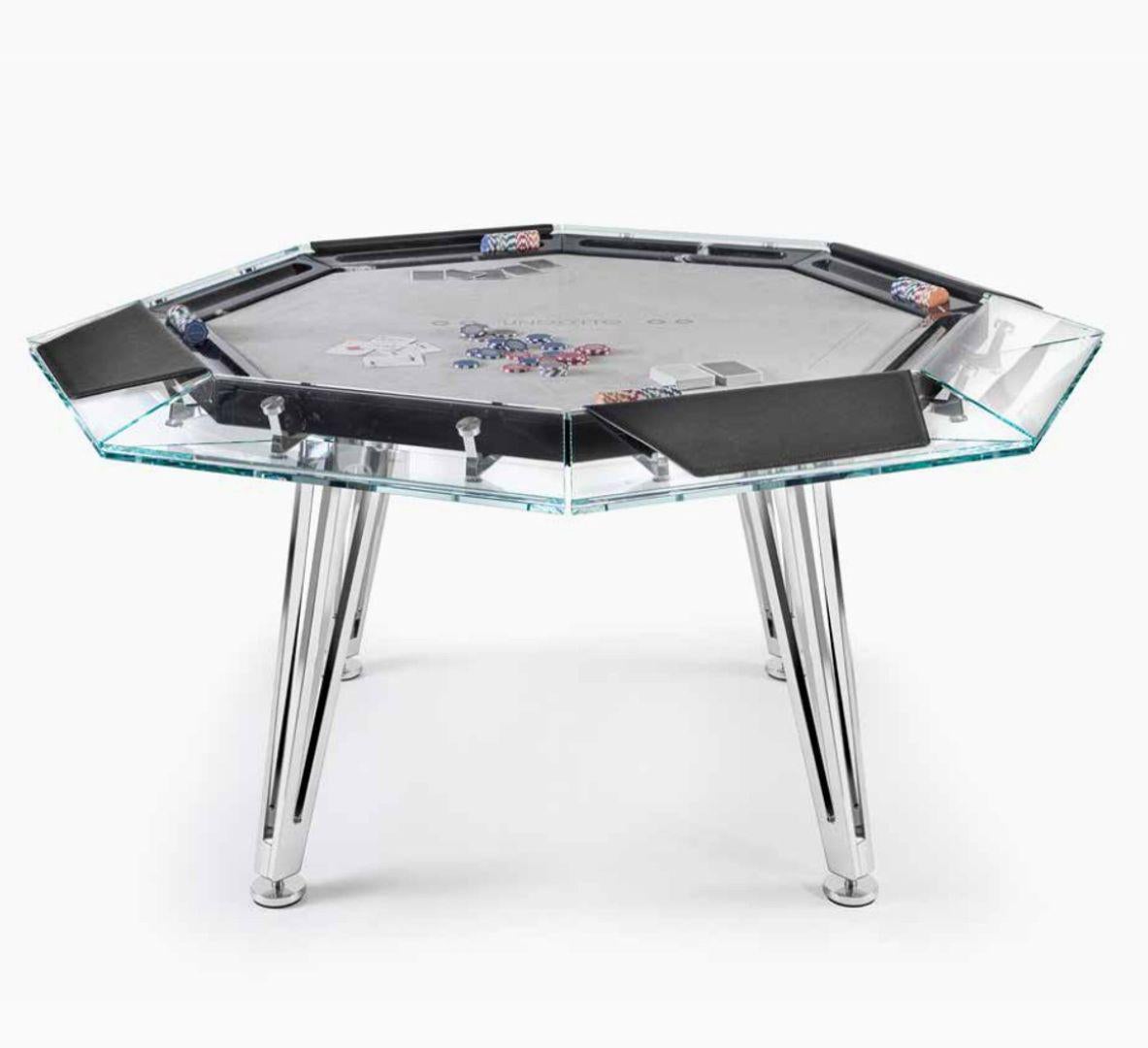 Italian Unootto Black 8 Players Poker Table Pearl White Desktop, Impatia For Sale