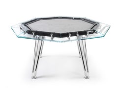 Contemporary Black Marble 8 Players Poker Table by Impatia