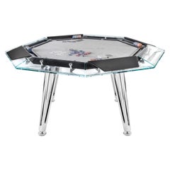 Contemporary Black Marble 8 Players Poker Table by Impatia