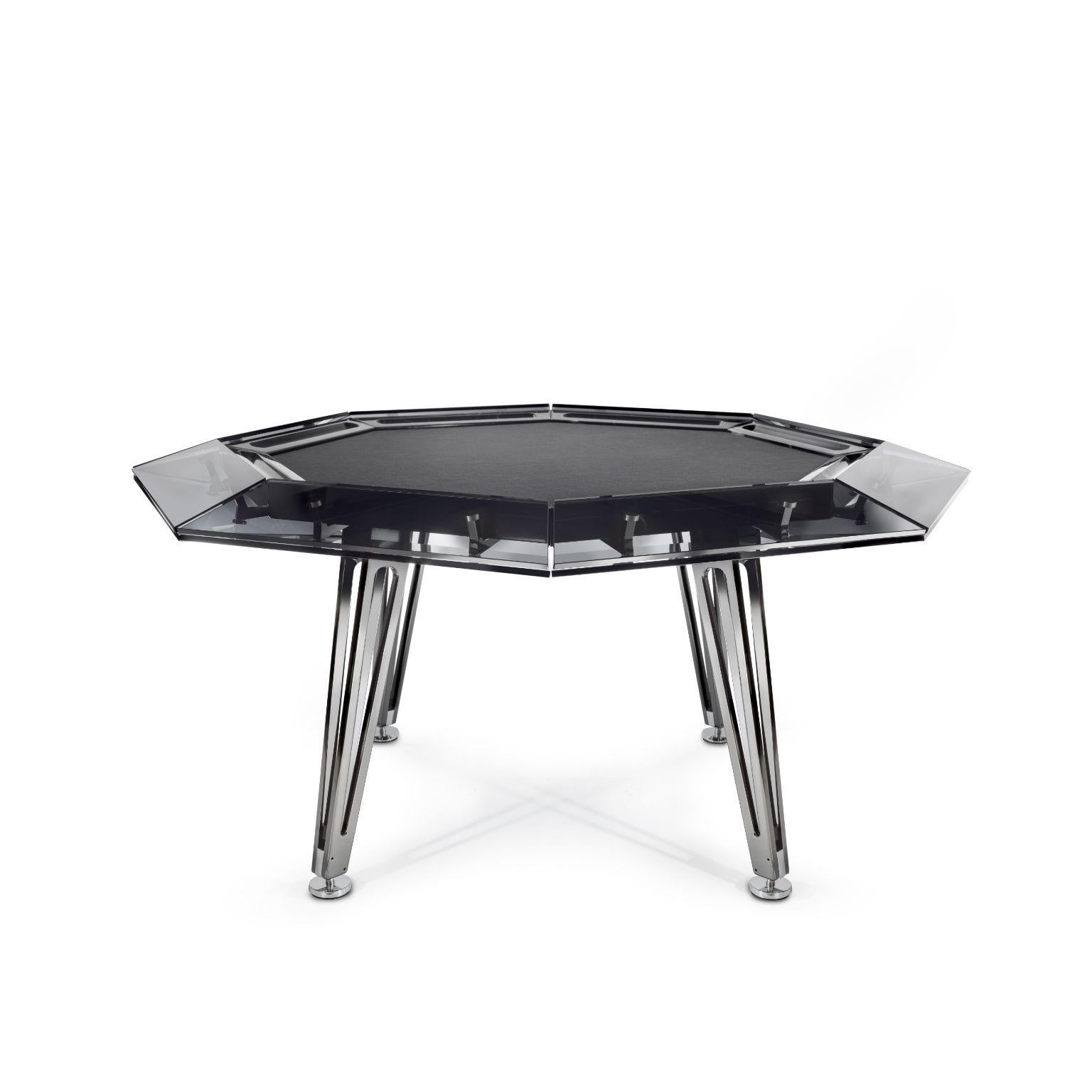 Italian Unootto Black Marble 8 Players Poker Table by Impatia