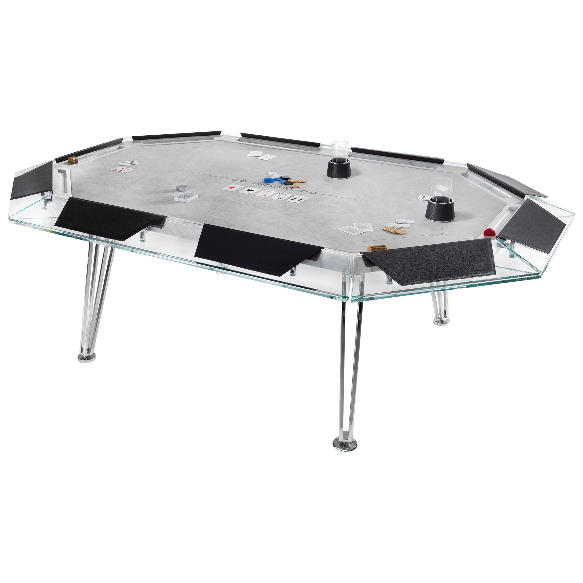 10 Players Modern Poker Table  with Marble Detailing by Impatia For Sale