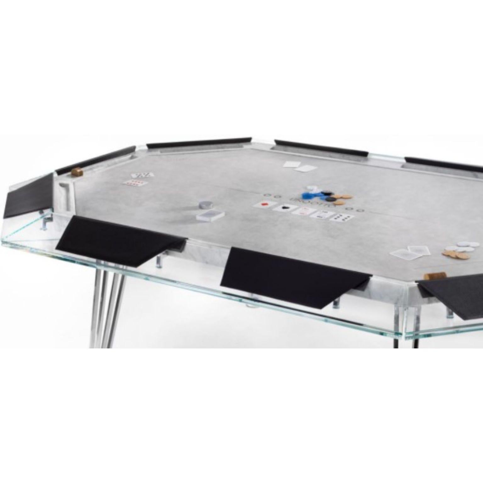 Post-Modern Unootto White Marble 10 Players Poker Table by Impatia
