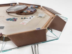 Contemporary 8 Players Wood & Glass Poker Table by Impatia