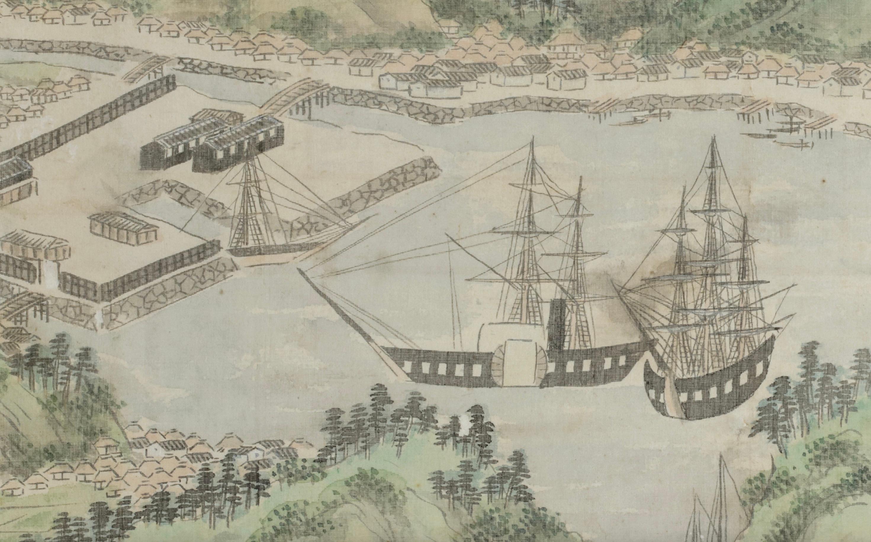 Edo Unpei Kameyama, 'a View of Black 'American' Ships in the Bay of Uraga Senminato' For Sale