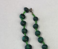 Unpolished Malachite and Glass Necklace