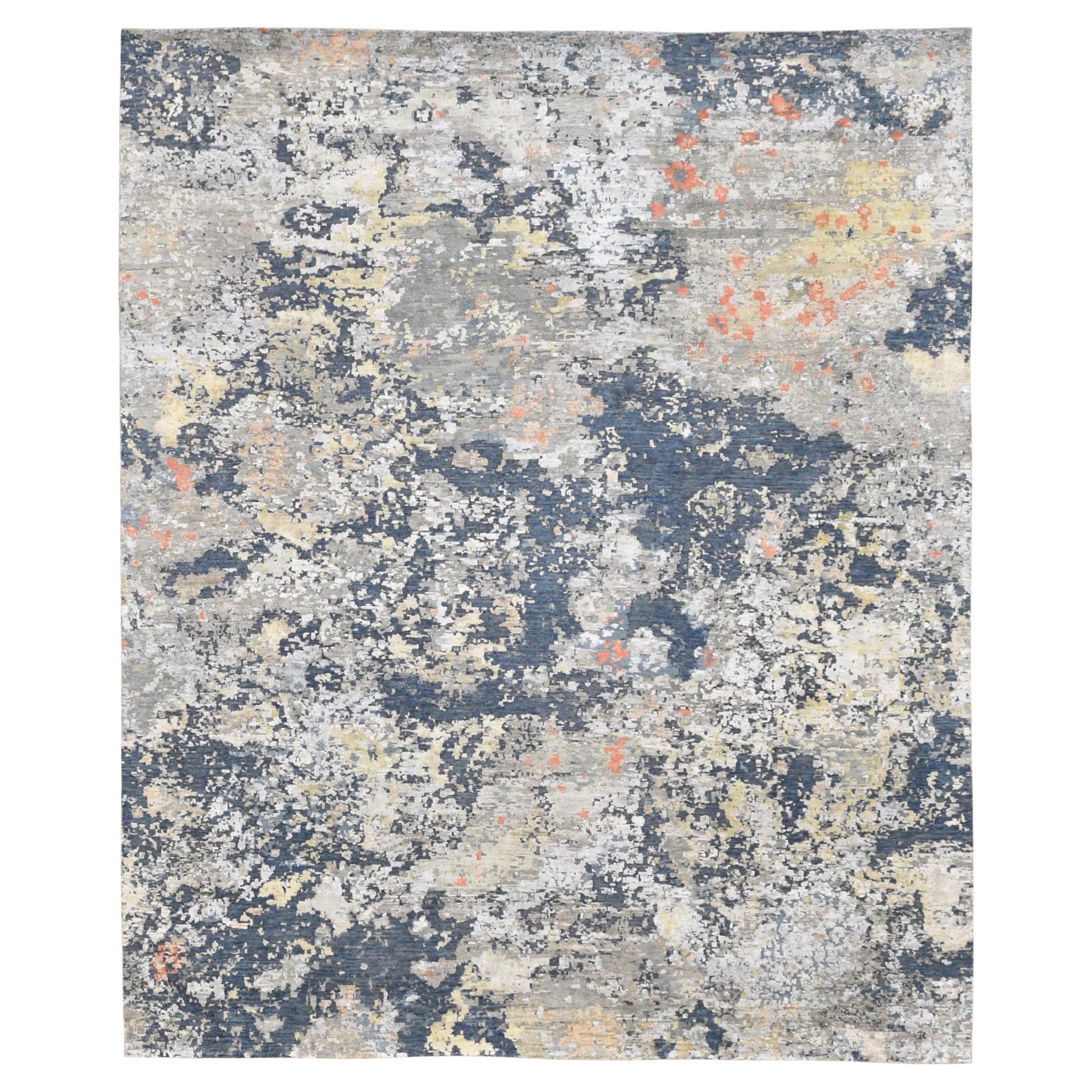Tappeto Unqiue Astratto Floreale Disegnato Alto Basso 7'10''x9'7'' in vendita