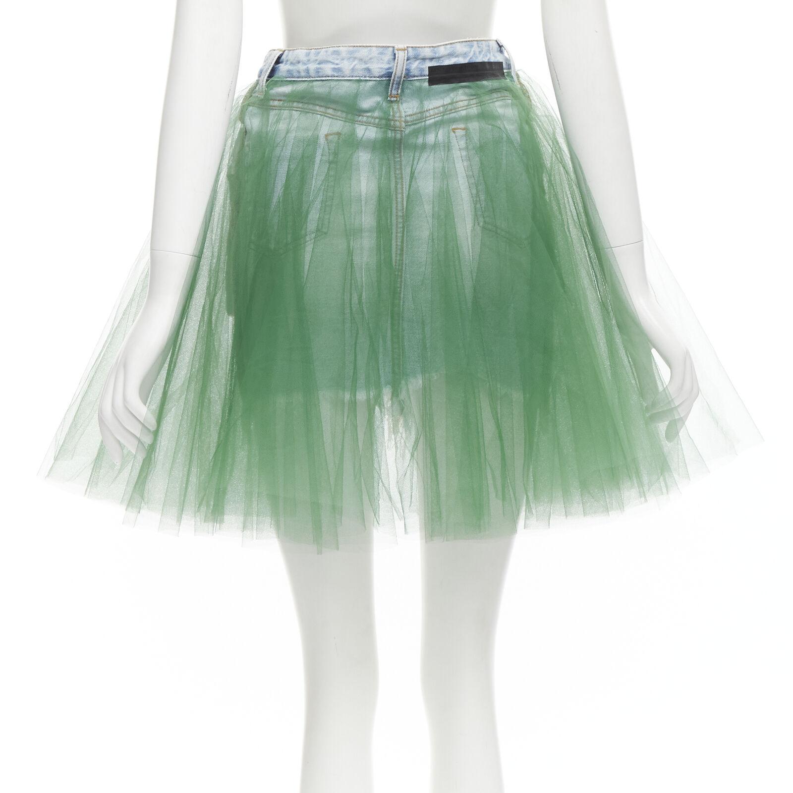UNRAVEL PROJECT BEN TAVERNITI green tulle tutu inside out washed denim skirt 24