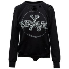 Unravel Project Black & White Distressed Sweatshirt