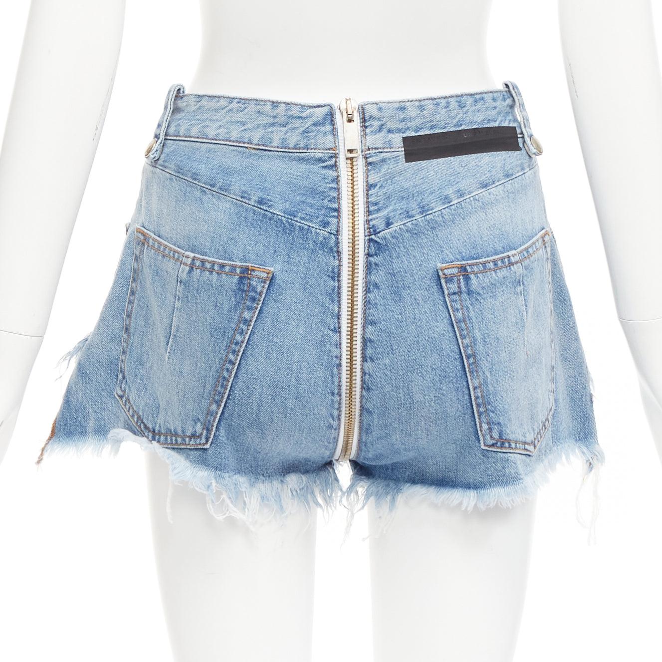 De las mujeres PROYECTO UNRAVEL vaqueros azules con cremallera completa entrepierna borde deshilachado pantalones cortos anchos de 25