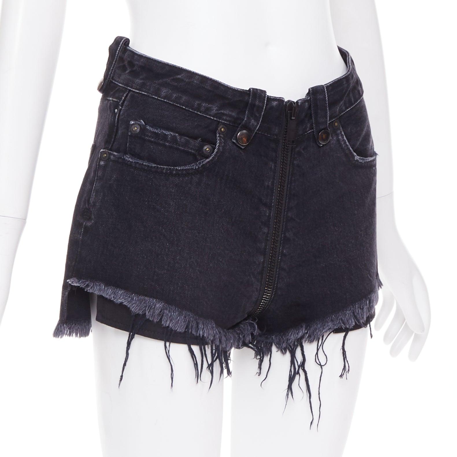 UNRAVEL PROJECT mini shorts apenados con cremallera de algodón azul oscuro 25 Negro en venta