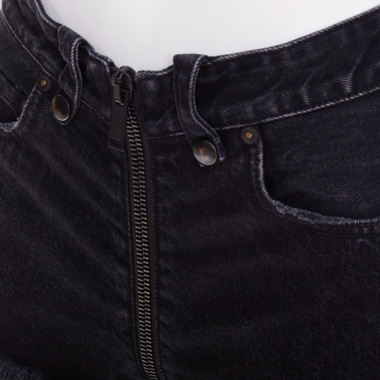 UNRAVEL PROJECT mini shorts apenados con cremallera de algodón azul oscuro 25 en venta 2