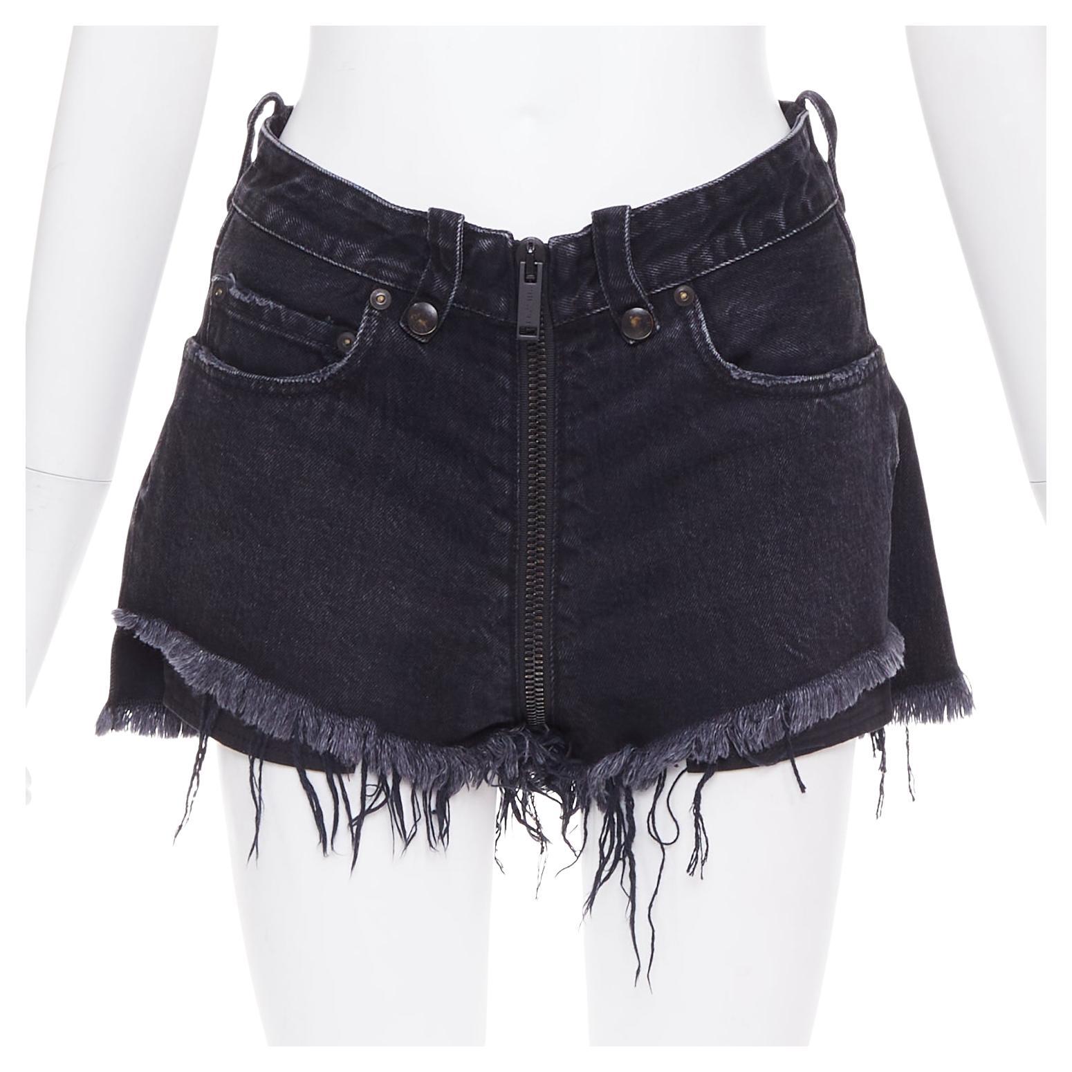 UNRAVEL PROJECT mini shorts apenados con cremallera de algodón azul oscuro 25 en venta