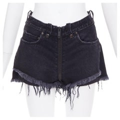 UNRAVEL PROJECT mini shorts apenados con cremallera de algodón azul oscuro 25