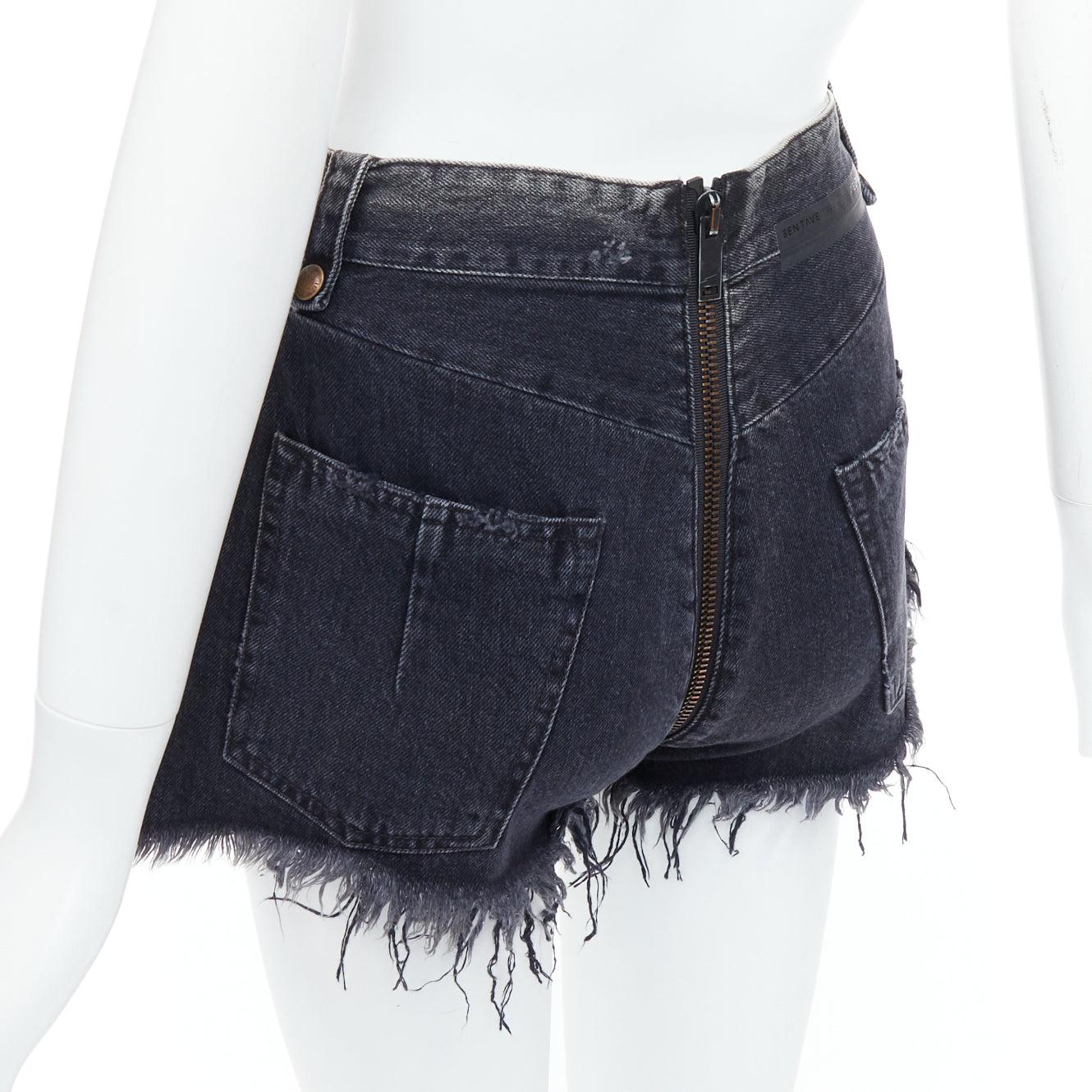 UNRAVEL PROJECT short évasé en coton gris avec fermeture éclair 25