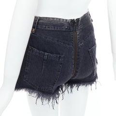 UNRAVEL PROJECT grey cotton ziparound cut off wide flared shorts 25"
