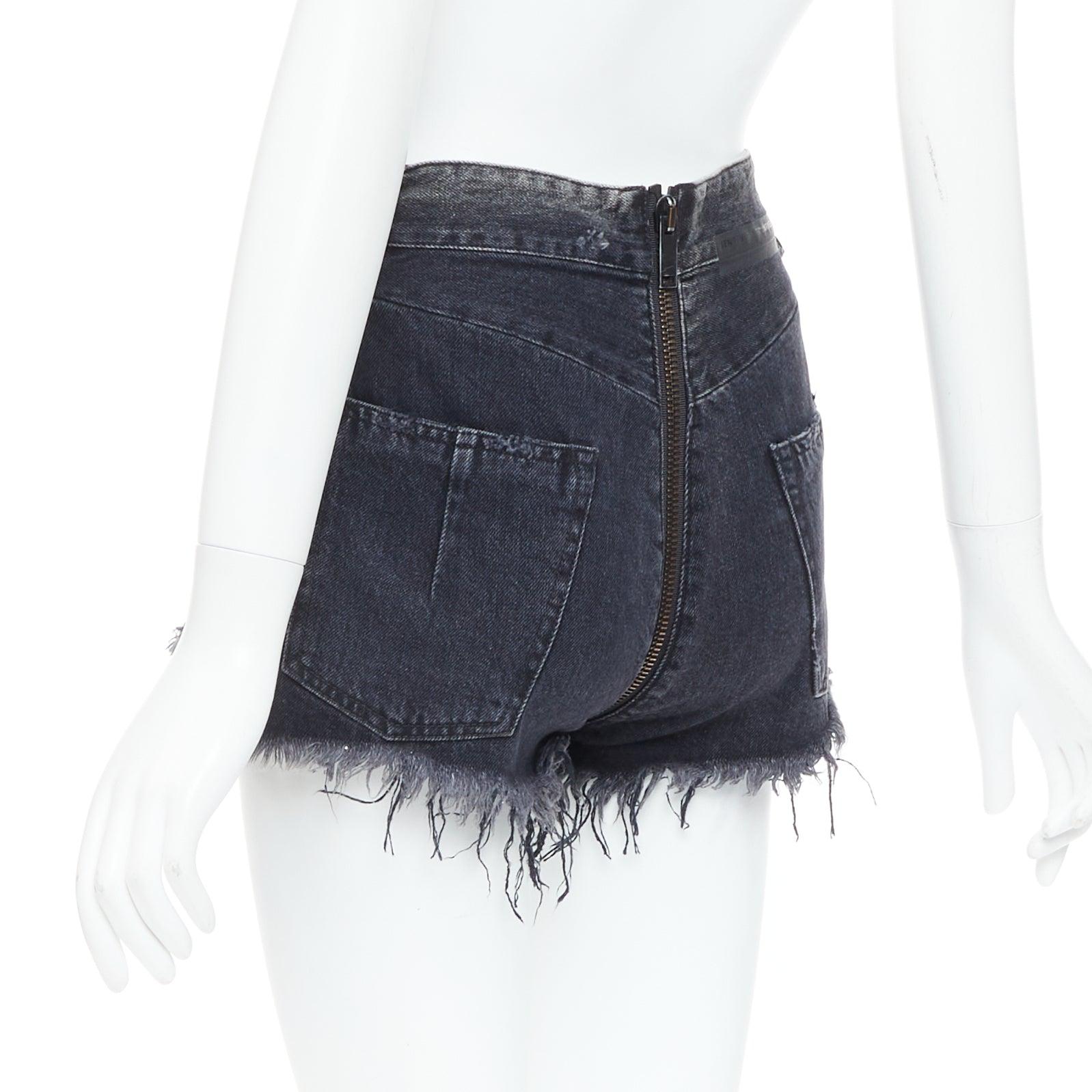 UNRAVEL PROJECT short évasé en coton gris avec fermeture éclair 25