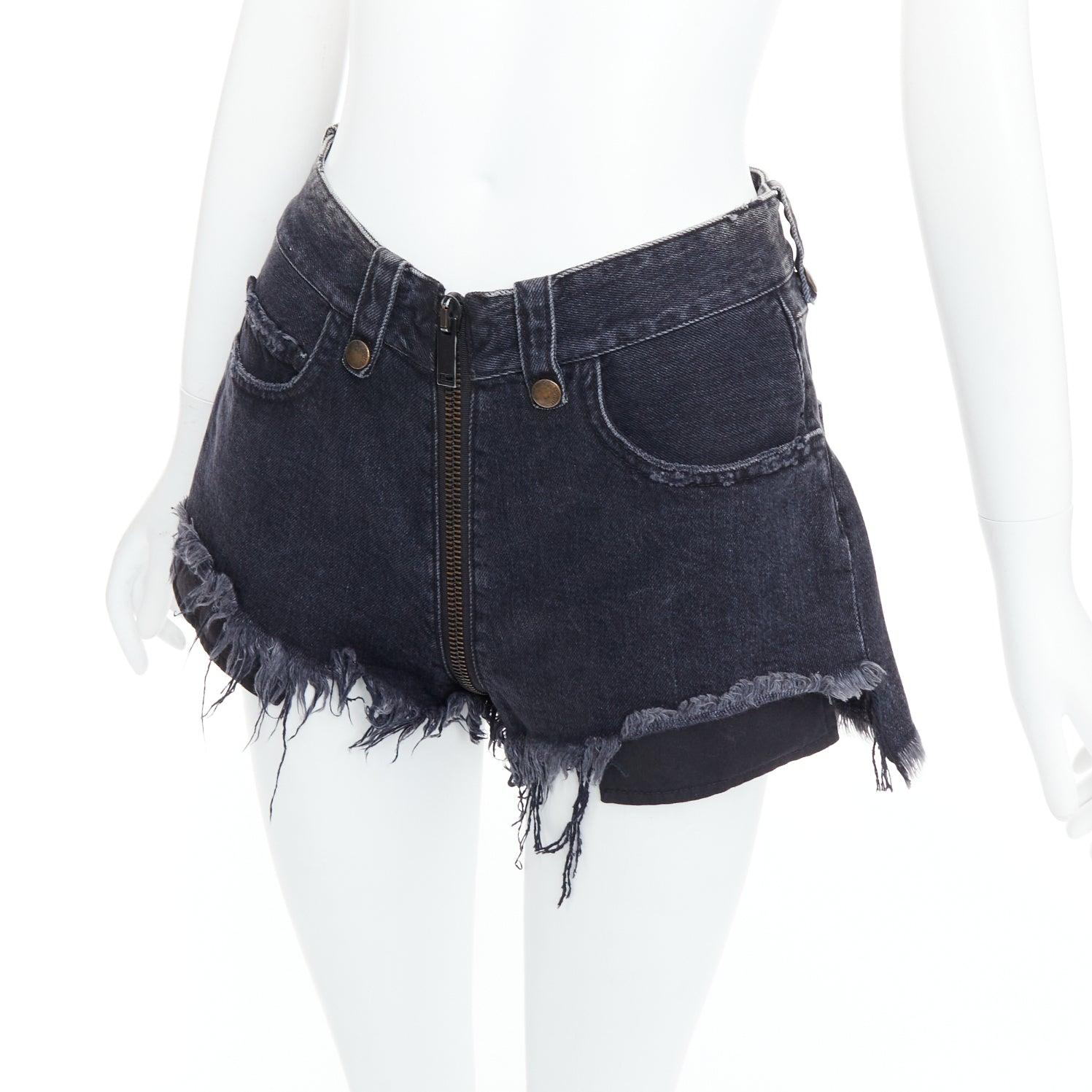 UNRAVEL PROJECT short évasé en coton gris avec fermeture éclair 25