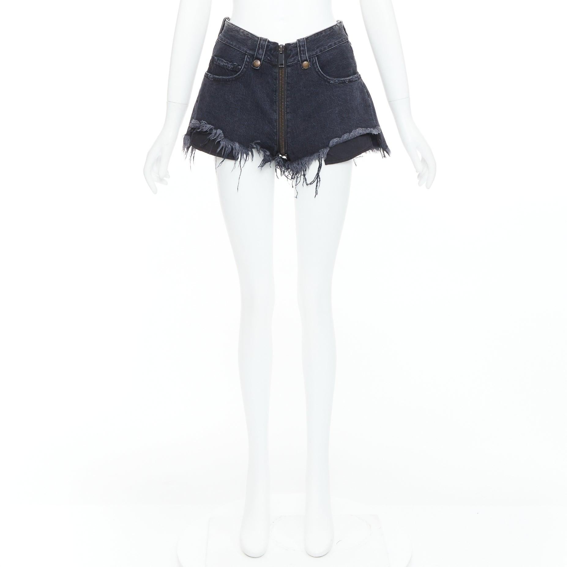 UNRAVEL PROJECT short évasé en coton gris avec fermeture éclair 25