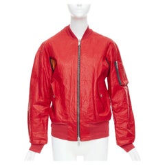 UNRAVELPROJECT red leather tyvek orange nylon lined bomber jacket IT38 XS