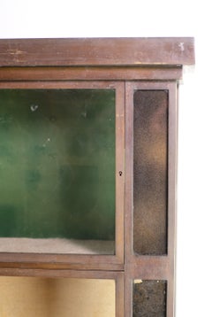 Unrestored European Brass Display Case Three Glass Sides