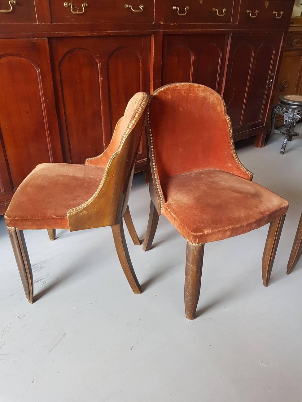 20th Century Unrestored French Art Deco Dining Chairs from 1920-1930