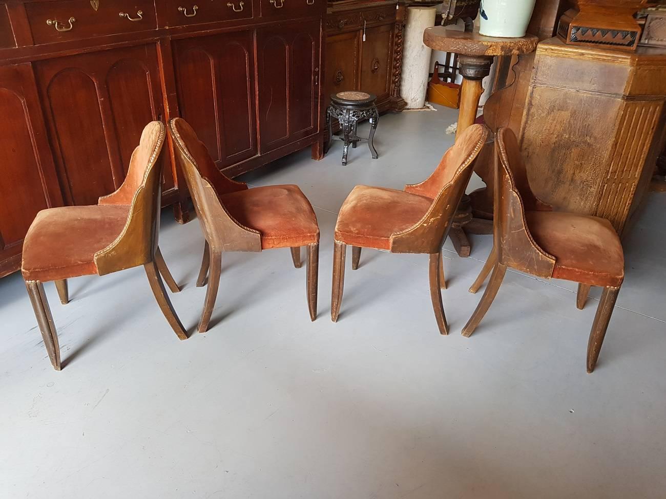 Unrestored French Art Deco Dining Chairs from 1920-1930 2