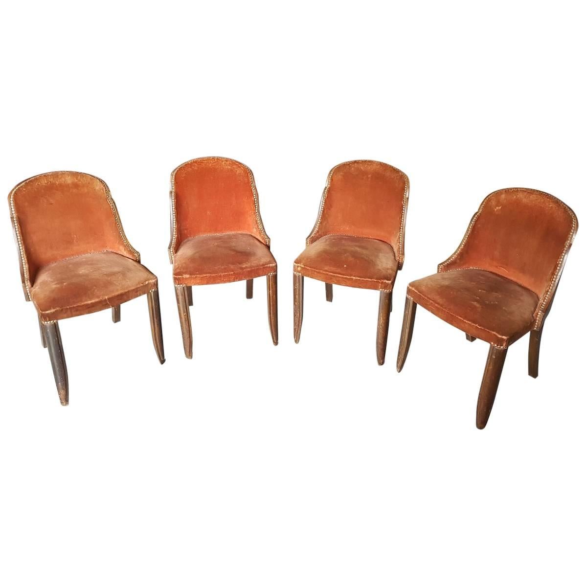 Unrestored French Art Deco Dining Chairs from 1920-1930
