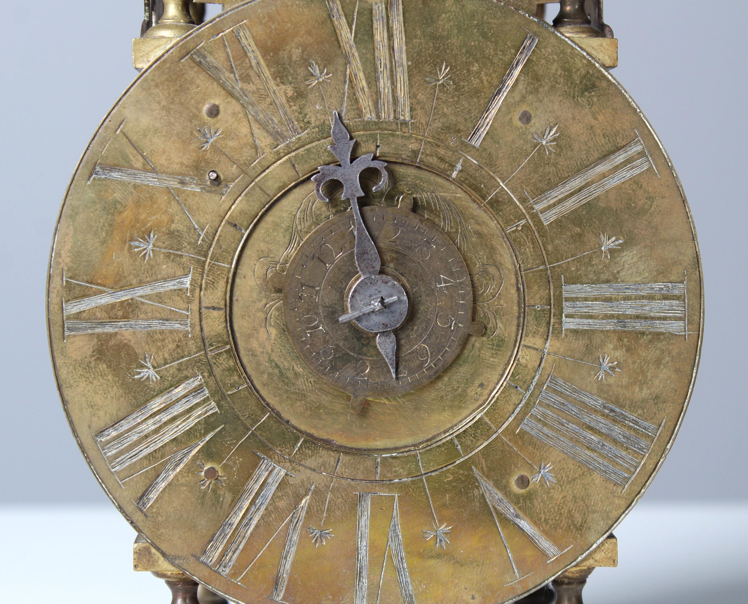 Unrestored French Lantern Clock, Early 18th Century In Distressed Condition In Greven, DE