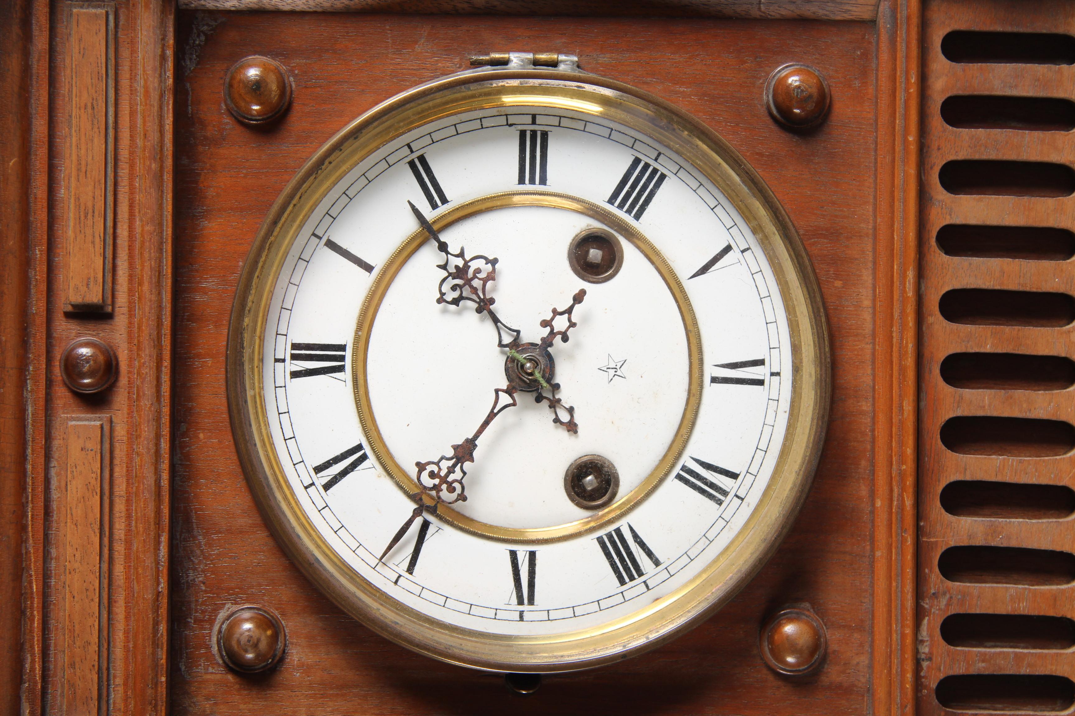 19th Century UNRESTORED German Mantel Clock, Circa 1880 For Sale