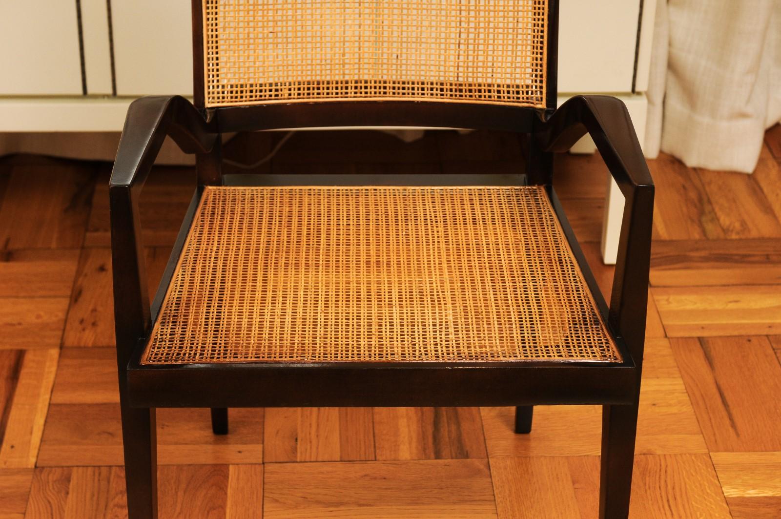 Unrivaled Set of 12 Cane Dining Chairs by Michael Taylor, circa 1960- Cane Seat For Sale 9