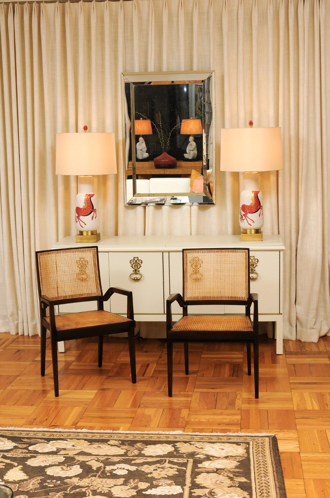 American Unrivaled Set of 14 Cane Dining Chairs by Michael Taylor, circa 1960-Cane Seat  For Sale