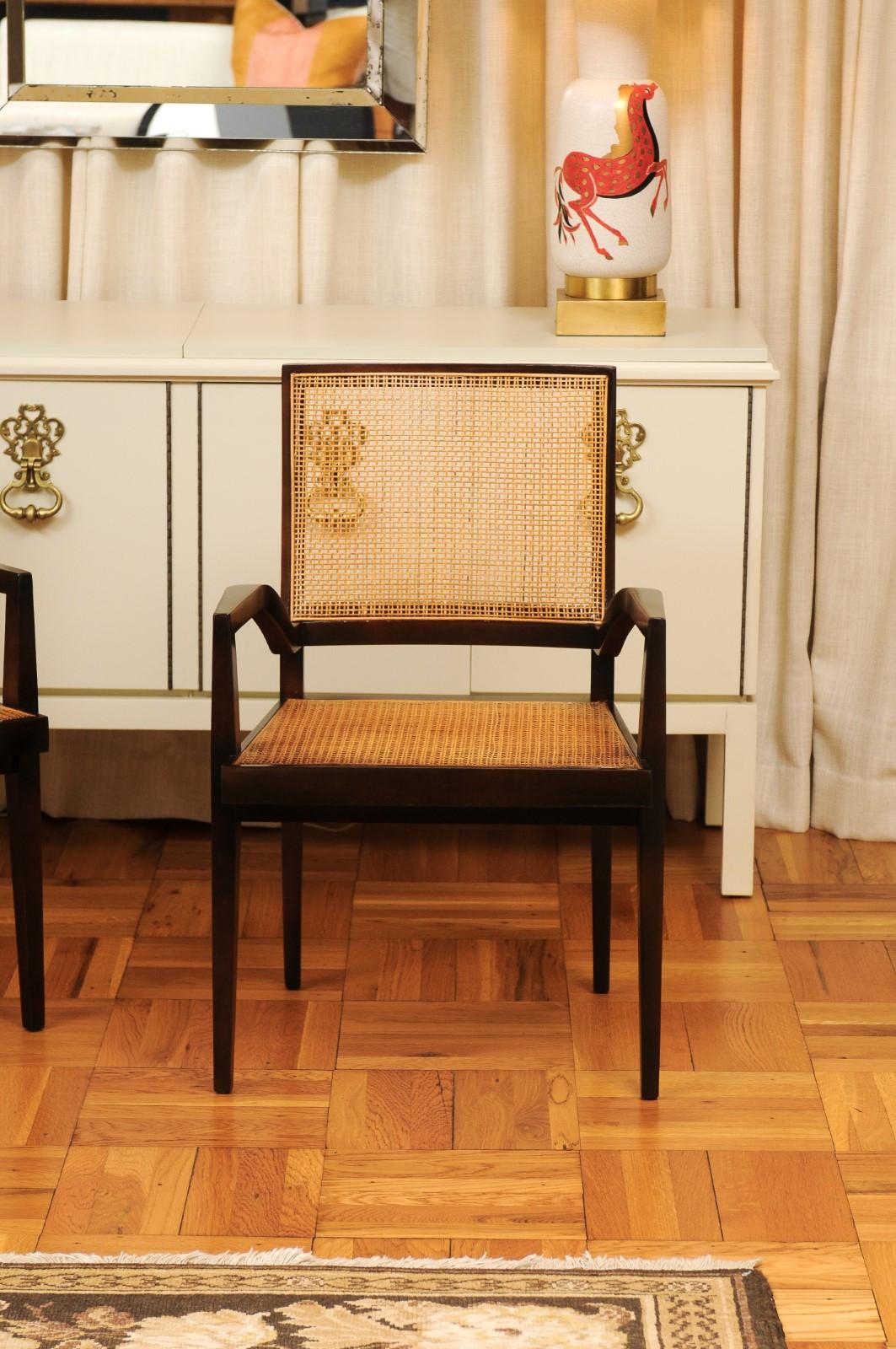 Mid-20th Century Unrivaled Set of 14 Cane Dining Chairs by Michael Taylor, circa 1960-Cane Seat  For Sale