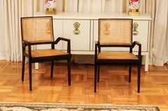 Unrivaled Set of 8 Cane Dining Chairs by Michael Taylor, circa 1960-Cane Seat