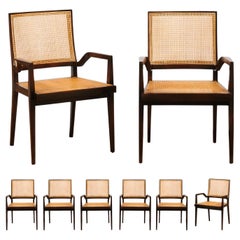 Unrivaled Set of 8 Cane Dining Chairs by Michael Taylor, circa 1960-Cane Seat