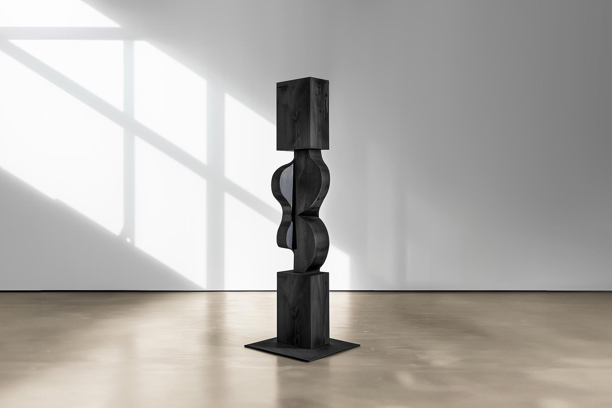 Mid-Century Modern Unseen Force No44 Abstract Solid Wood Sculpture Crafted by NONO For Sale