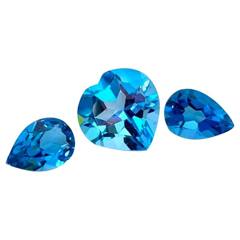 Unset Blue Topaz Lot, 3 Loose Necklace / Earring Gemstones, 18.01 Carat Total