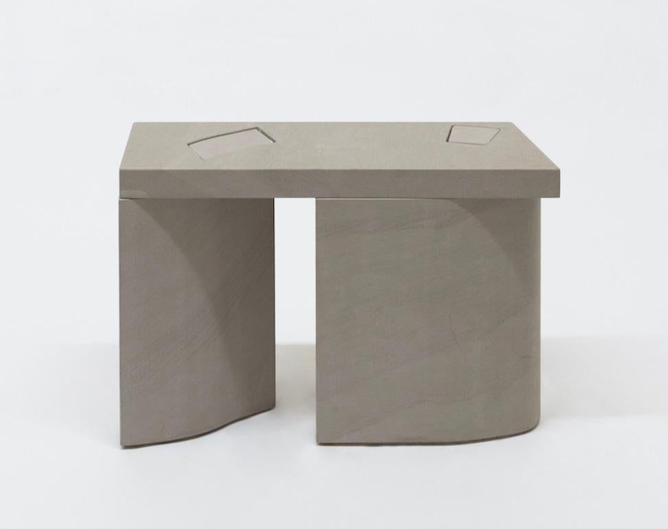 Contemporary Unsighted Table 2 by Bahraini-Danish in Giallo Avorio Marble For Sale