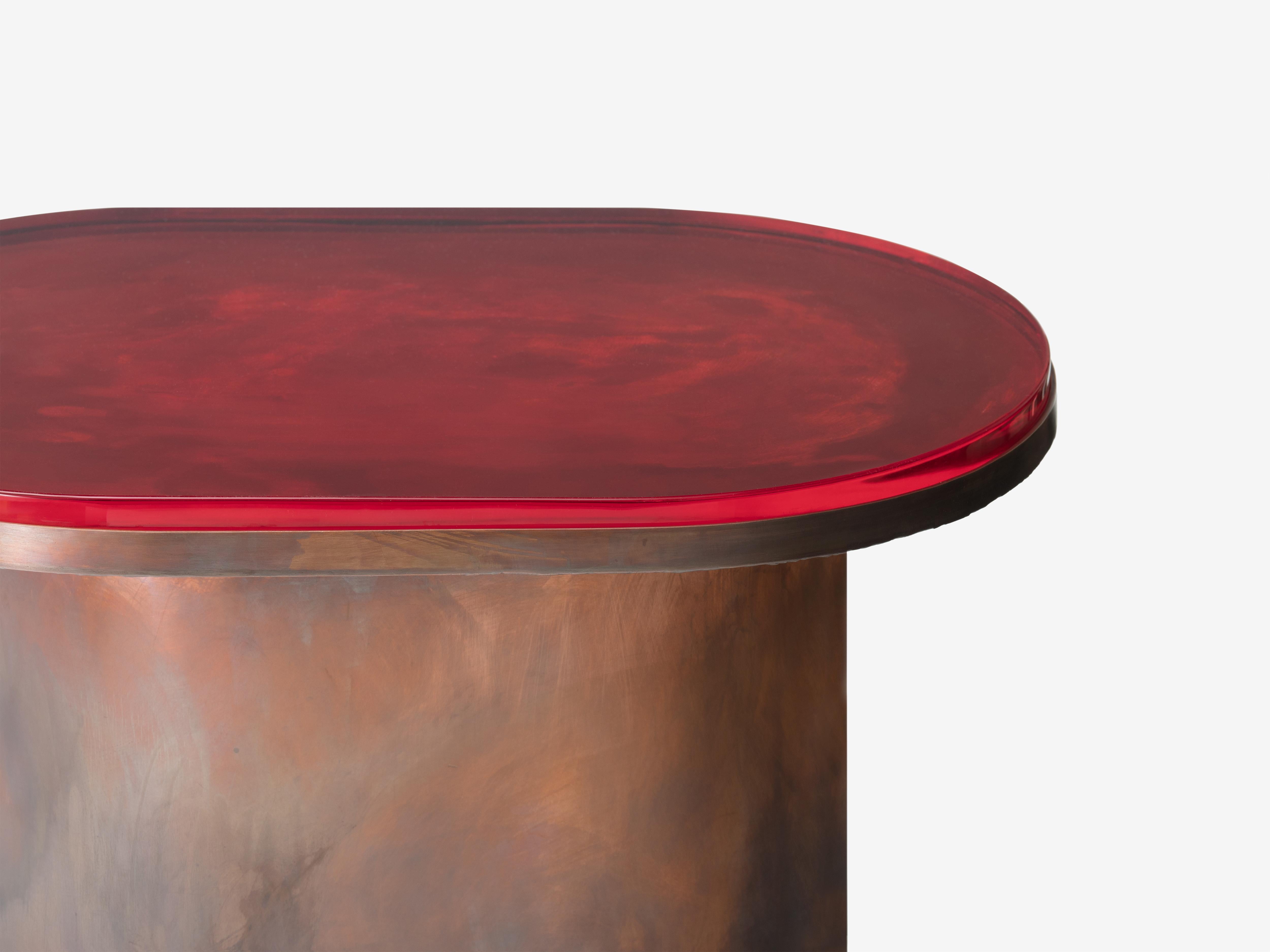Contemporary Unsighted Table Red by Jeonghwa Seo For Sale