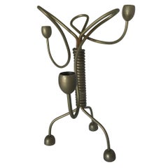 Unsigned Custom Coiled Wire Abstract Candelabra, circa 1960